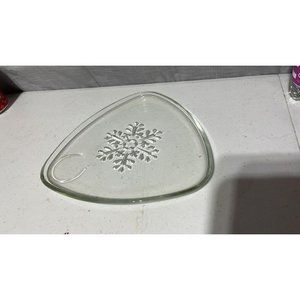 Snowflake Etched Glass serving dish
